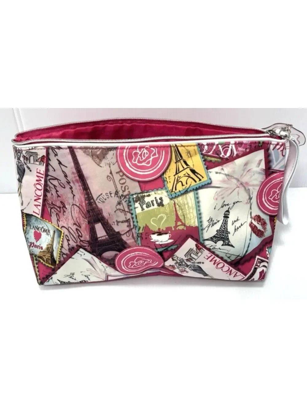 Lancôme Paris Cosmetic Bag Makeup Pouch Pink Eiffel Tower Travel Case New